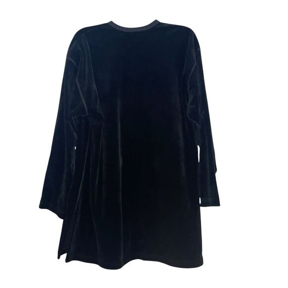 Sonia Rykiel Paris XL Black Y2k Velvet A Line Mini Dress w/ Front Pockets 90s - Picture 3 of 5